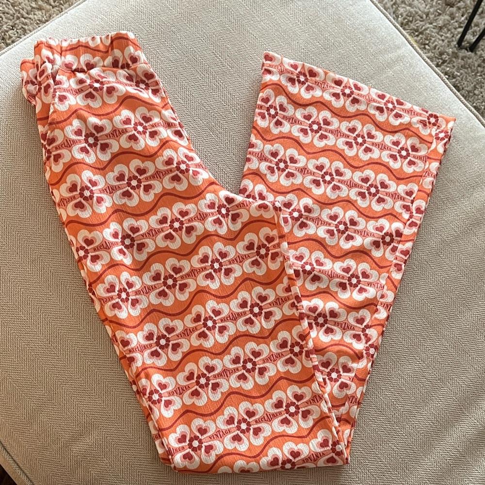 Reclaimed Vintage Orange and Red Patterned Flare Pants